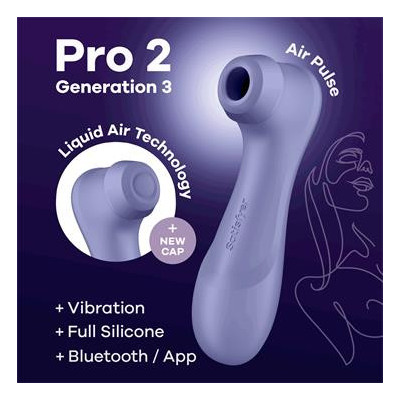 SATISFYER Pro 2 Généra 3 Technologie d'air liquide Aspiration et vibration Application Connect Lilas