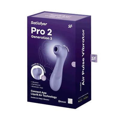 SATISFYER Pro 2 Généra 3 Technologie d'air liquide Aspiration et vibration Application Connect Lilas