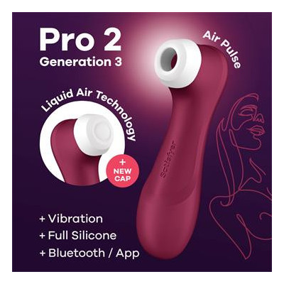 SATISFYER Pro 2 Gene 3 Technologie d'air liquide Aspiration et vibration Application Connect Rouge vin