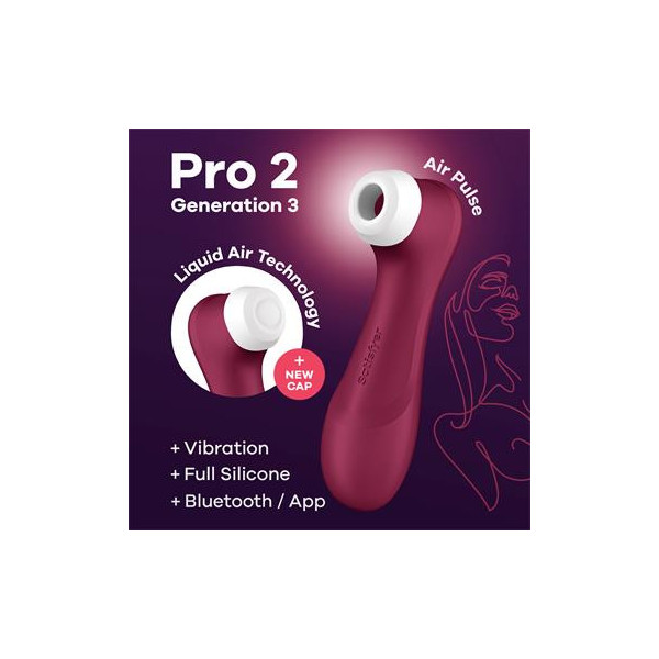 SATISFYER Pro 2 Gene 3 Technologie d'air liquide Aspiration et vibration Application Connect Rouge vin