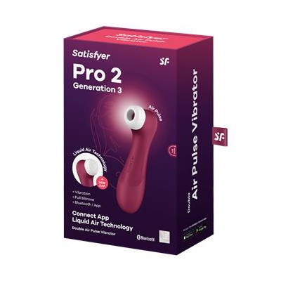 SATISFYER Pro 2 Gene 3 Technologie d'air liquide Aspiration et vibration Application Connect Rouge vin